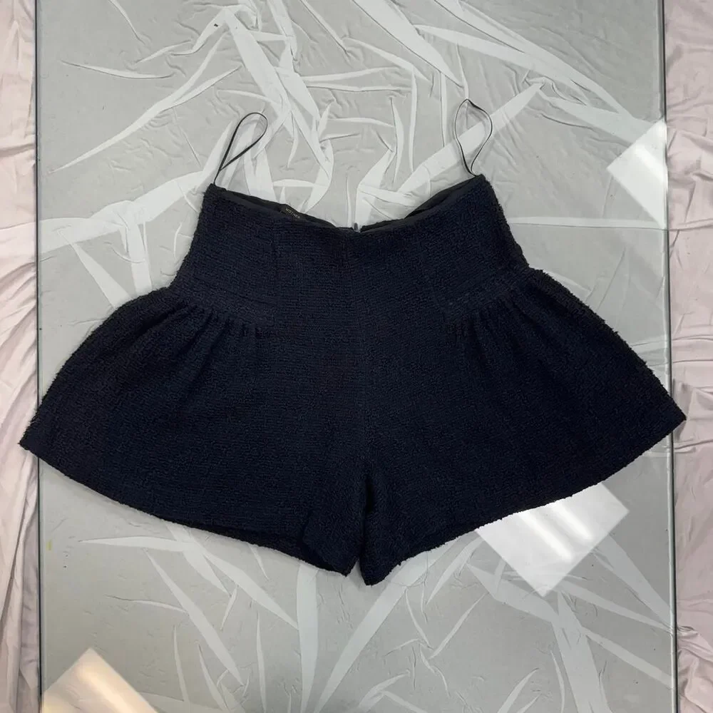 Navy Ruffle Shorts - Picture 1 of 4